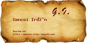 Gencsi Irén névjegykártya